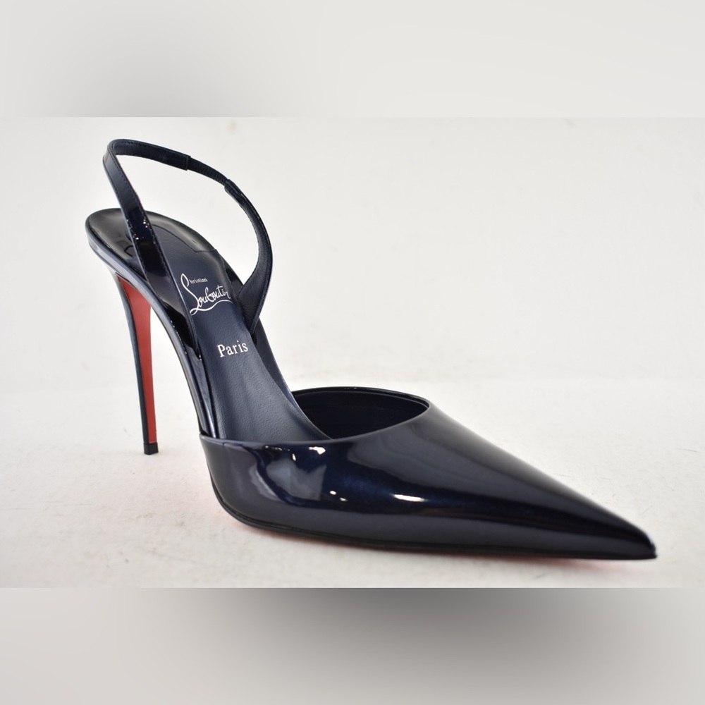 Christian Louboutin Kate Max O Sling 100 Zaffiro Blue Pointed Toe Heel Pump 38.5 - Picture 6 of 16